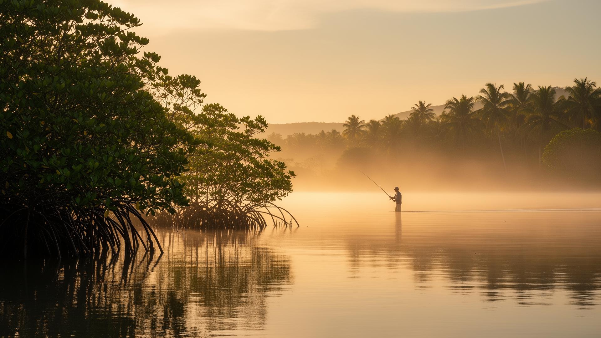 Mangroves of southern Brazil at dawn